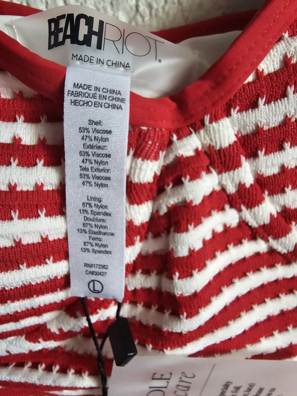 Beach Riot Hayes One Piece Swimsuit Red White Stripe NWT L $178